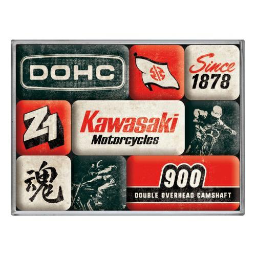 Magnesy Nostalgic-Art Kawasaki Motorcycle 9 szt.