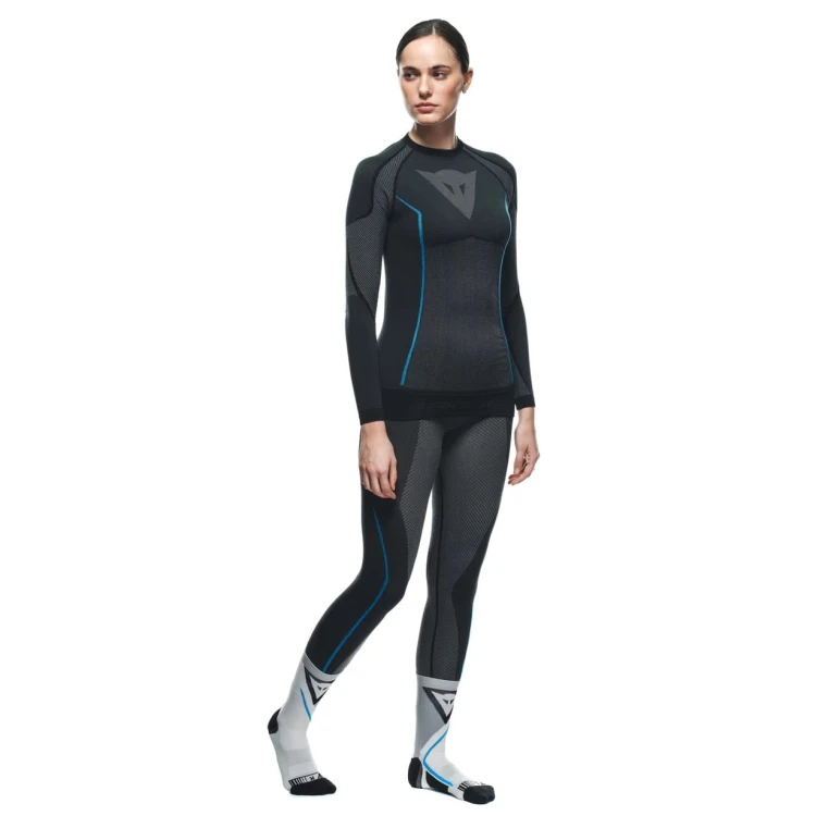 Koszulka termiczna na motocykl Dainese DRY LS LADY BLACK/BLUE