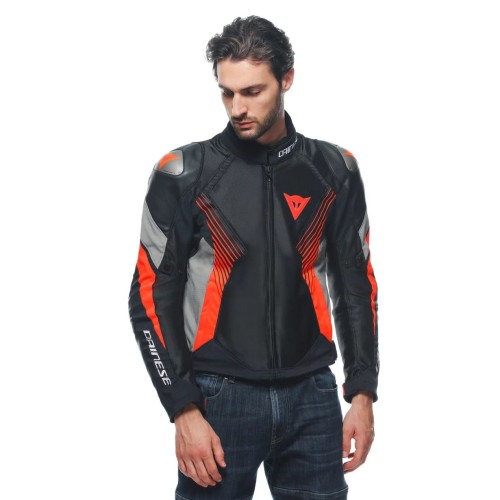 Skórzana kurtka motocyklowa Dainese SUPER RIDER 2 Absolute Black/Red