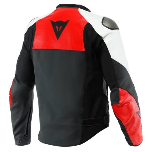 Kurtka skórzana na motocykl Dainese SPORTIVA Black/White/Lava Red