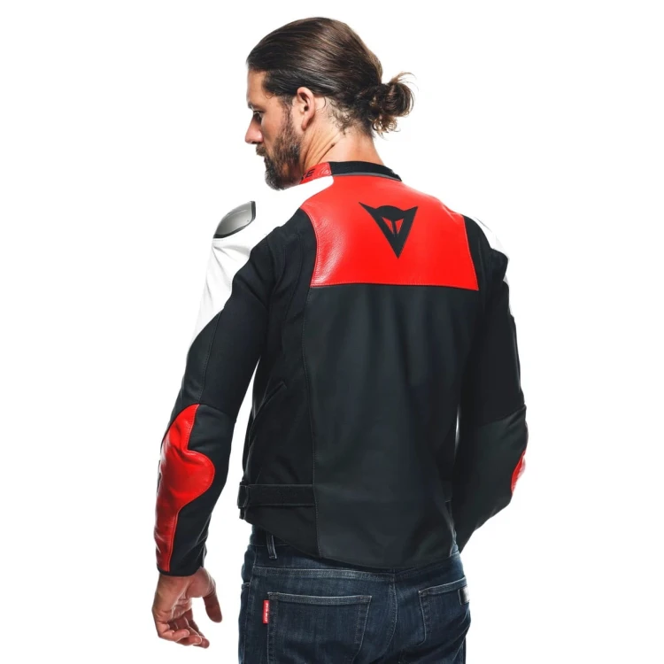 Kurtka dla motocyklistów Dainese SPORTIVA Black/White/Lava Red