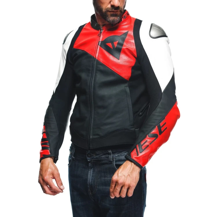 Kurtka skórzana  Dainese SPORTIVA Black/White/Lava Red