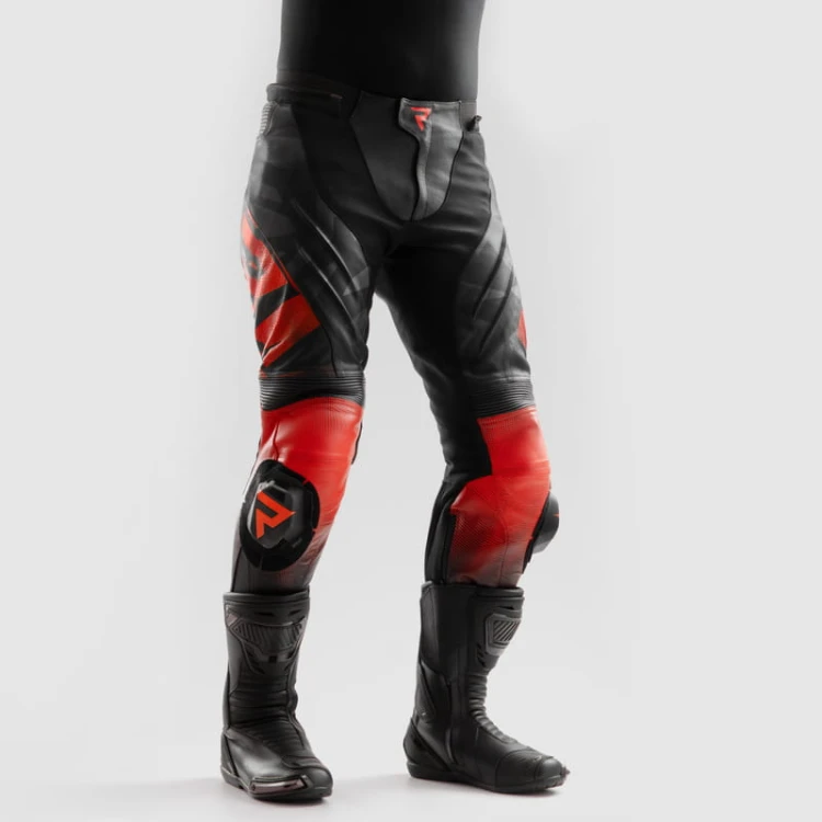 REBELHORN INFERNO RED FLUO SPODNIE MOTOCYKLOWE SKÓRZANE  3.jpg
