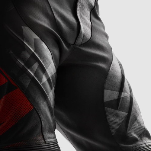 REBELHORN INFERNO RED FLUO SPODNIE MOTOCYKLOWE SKÓRZANE  4.jpg