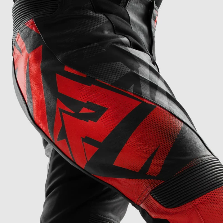 REBELHORN INFERNO RED FLUO SPODNIE MOTOCYKLOWE SKÓRZANE  5.jpg