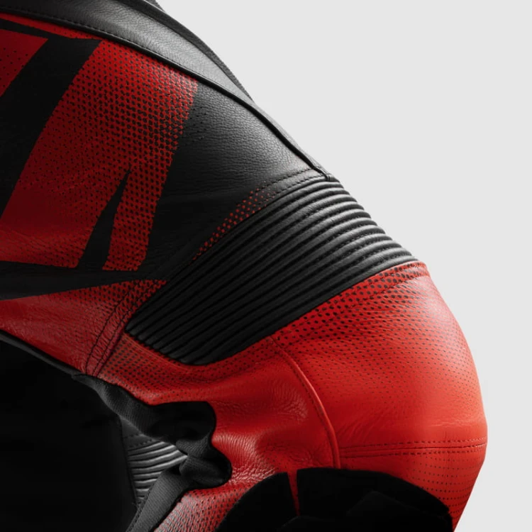 REBELHORN INFERNO RED FLUO SPODNIE MOTOCYKLOWE SKÓRZANE  6.jpg