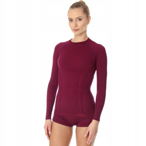 Koszulka Brubeck Active Wool LS Lady Śliwkowy.jpg