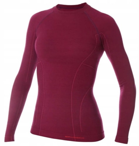 Koszulka Brubeck Active Wool LS Lady Śliwkowy 3.jpg