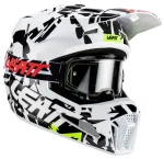 LEATT KIT MOTO 3.5 V23 ZEBRA KASK MOTOCYKLOWY OFFROAD + GOGLE 