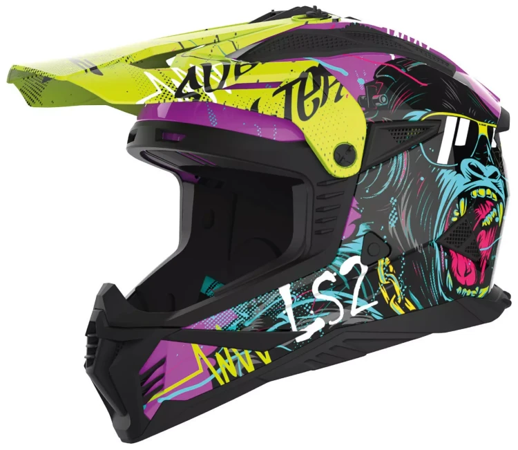 KASK LS2 MX708 FAST II GORILLA  PURPLE H-V YEL.webp