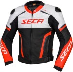 SECA HOOLIGAN WHITE FLUO RED KURTKA MOTOCYKLOWA SKÓRZANA