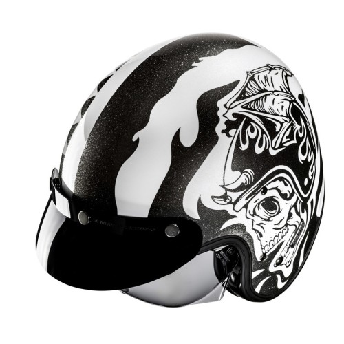 HJC V31 FLAME WHITE BLACK KASK MOTOCYKLOWY OTWARTY JET