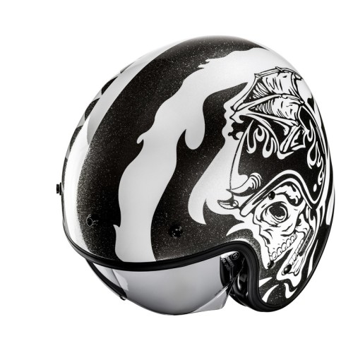 HJC V31 FLAME WHITE BLACK KASK MOTOCYKLOWY OTWARTY JET