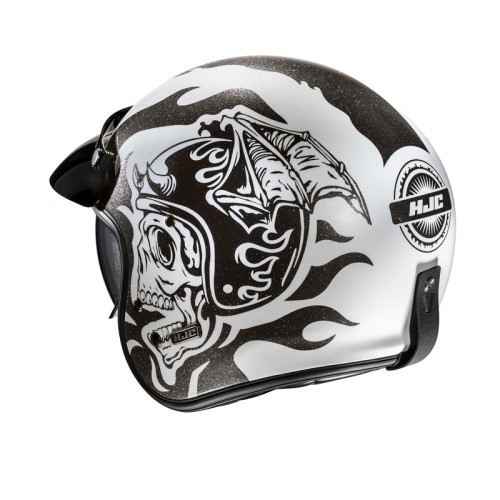 HJC V31 FLAME WHITE BLACK KASK MOTOCYKLOWY OTWARTY JET