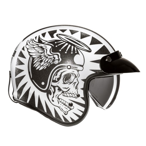 HJC V31 FLAME WHITE BLACK KASK MOTOCYKLOWY OTWARTY JET