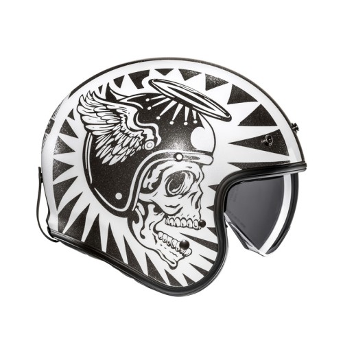 HJC V31 FLAME WHITE BLACK KASK MOTOCYKLOWY OTWARTY JET