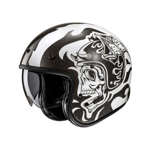 HJC V31 FLAME WHITE BLACK KASK MOTOCYKLOWY OTWARTY JET