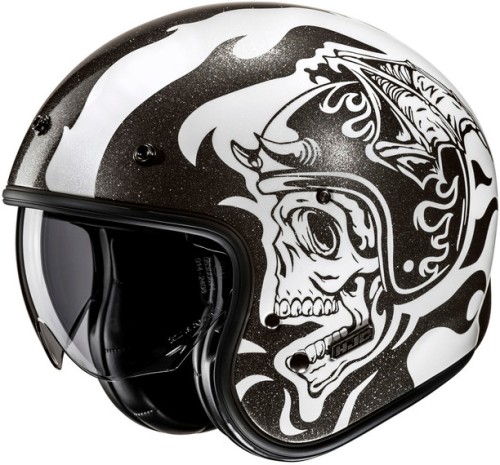HJC V31 FLAME WHITE BLACK KASK MOTOCYKLOWY OTWARTY JET