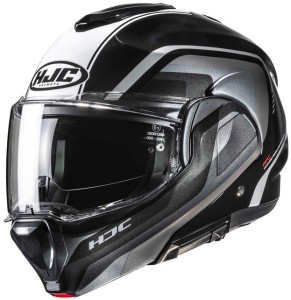 HJC F100 REFF BLACK WHITE KASK MOTOCYKLOWY SZCZĘKOWY