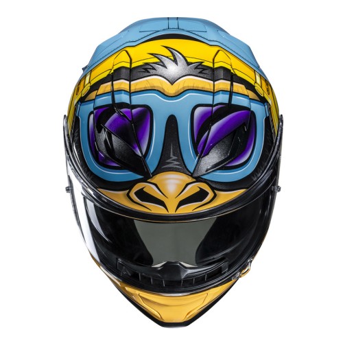 HJC F71 MONKEY DJ BLUE ORANGE KASK MOTOCYKLOWY INTEGRALNY