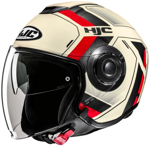 HJC I40N VELU BEIGE RED KASK MOTOCYKLOWY OTWARTY