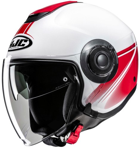 HJC I40N VISION WHITE RED KASK MOTOCYKLOWY OTWARTY