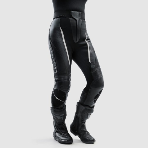 REBELHORN DIVA BLACK WHITE SPODNIE MOTOCYKLOWE SKÓRZANE DAMSKIE 3.jpg
