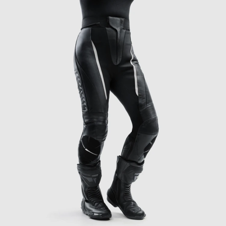 REBELHORN DIVA BLACK WHITE SPODNIE MOTOCYKLOWE SKÓRZANE DAMSKIE 3.jpg