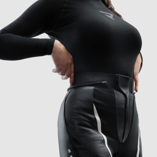 REBELHORN DIVA BLACK WHITE SPODNIE MOTOCYKLOWE SKÓRZANE DAMSKIE 4.jpg