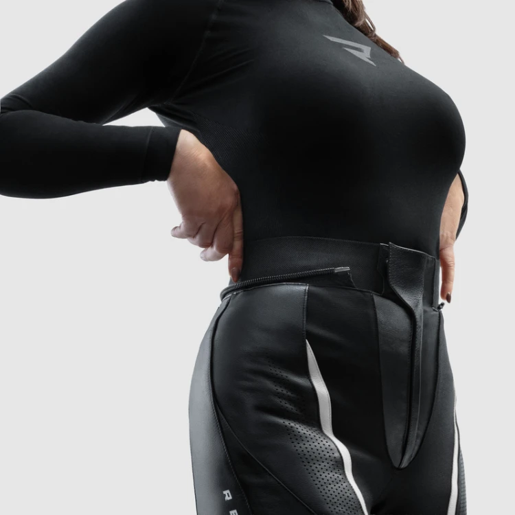 REBELHORN DIVA BLACK WHITE SPODNIE MOTOCYKLOWE SKÓRZANE DAMSKIE 4.jpg