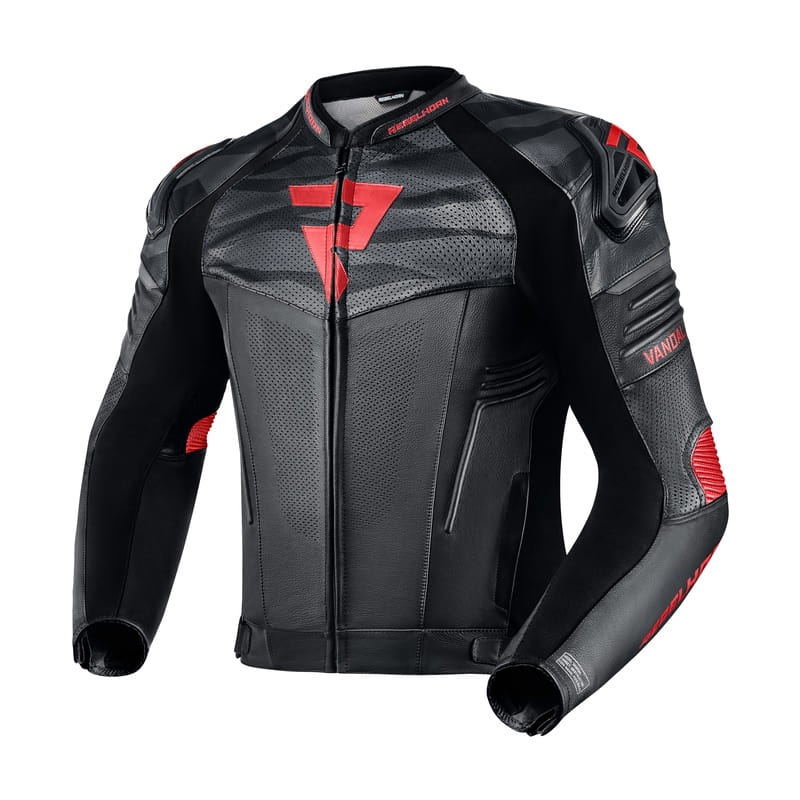 Kurtka Skórzana Rebelhorn Vandal Black/Flo Red (48)