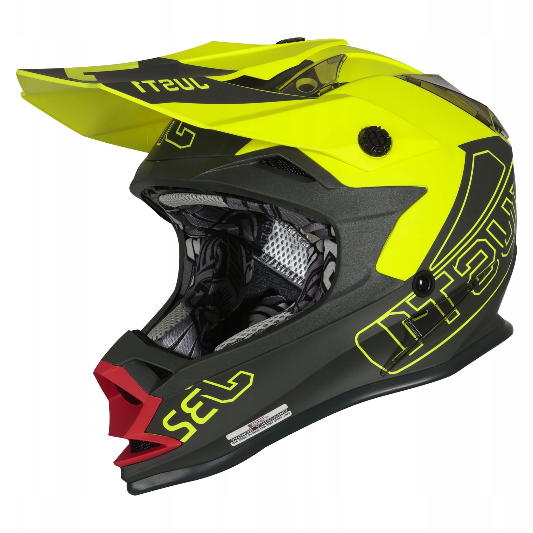 Kask JUST1 J32 KIDS VERTIGO Grey-Red-Fluo (M)