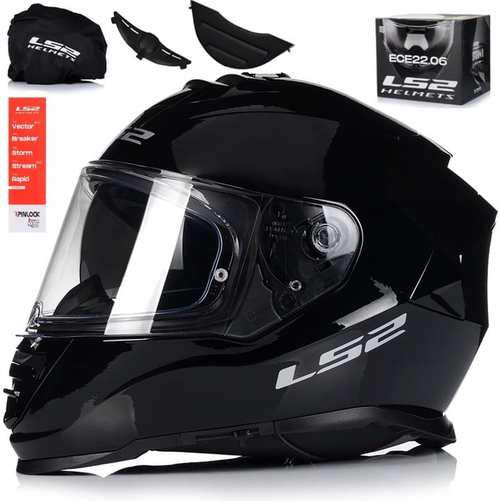 LS2 FF800 STORM II SOLID BLACK KASK MOTOCYKLOWY INTEGRALNY (L)