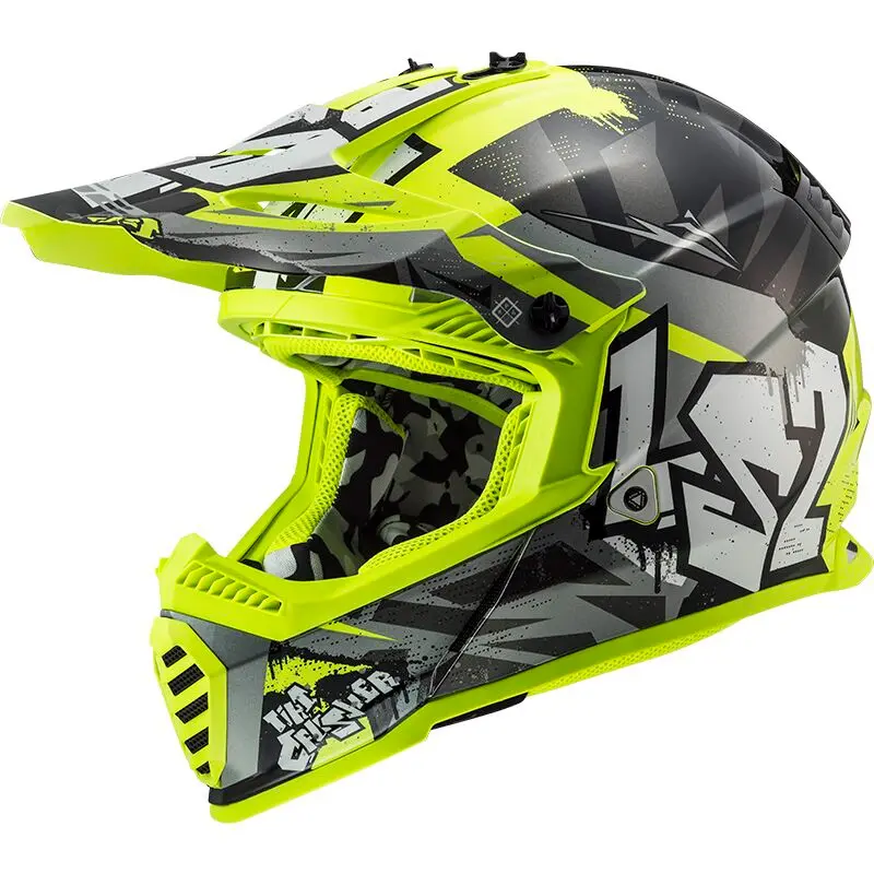 LS2 MX437 FAST II MINI CRUSHER BL.H-V L - 06 KASK DZIECIĘCY JUNIOR CROSS (L)