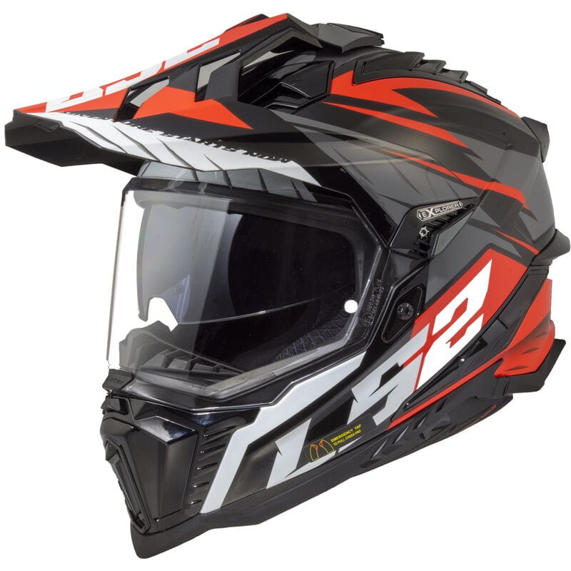 LS2 MX701 EXPLORER SPIRE CZARNY TITAN CZERWONY KASK MOTOCYKLOWY ADVENTURE (L)