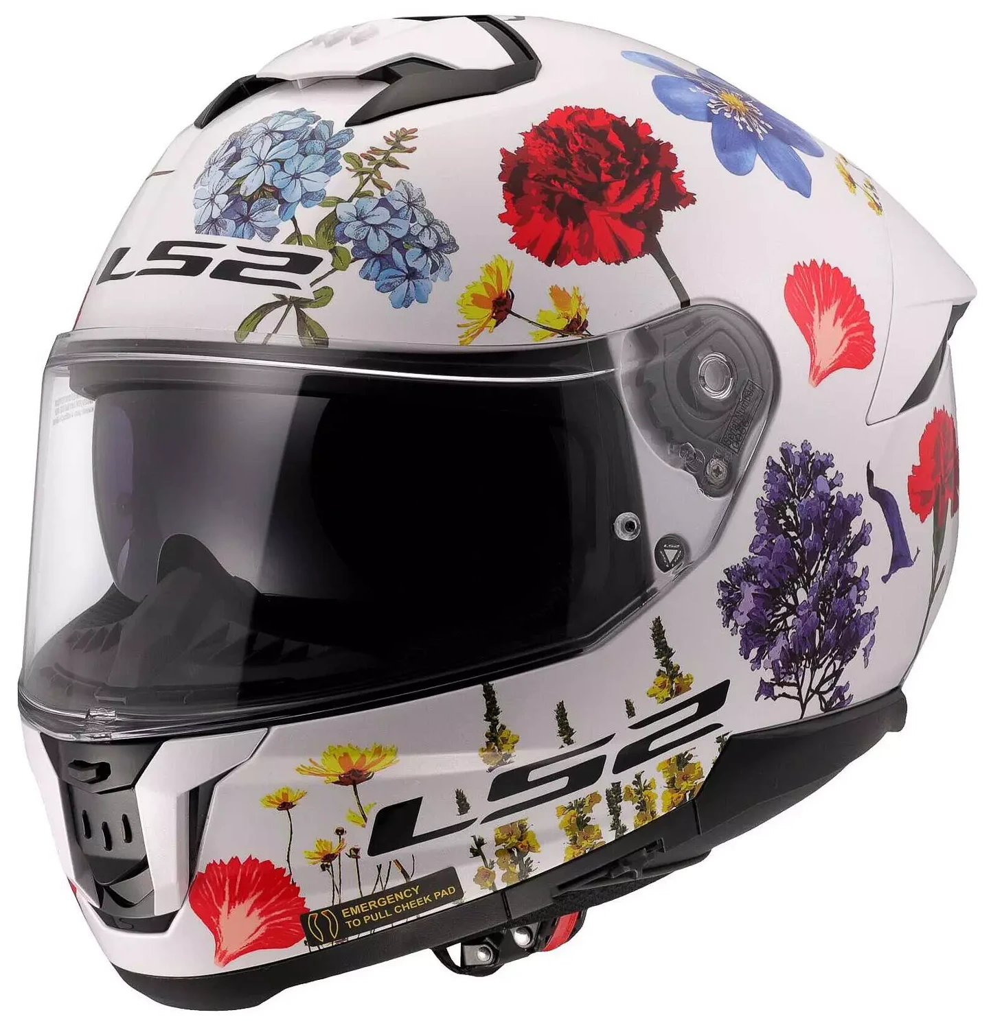 LS2 FF808 STREAM II FLOWERS WHITE KASK MOTOCYKLOWY INTEGRALNY (M)