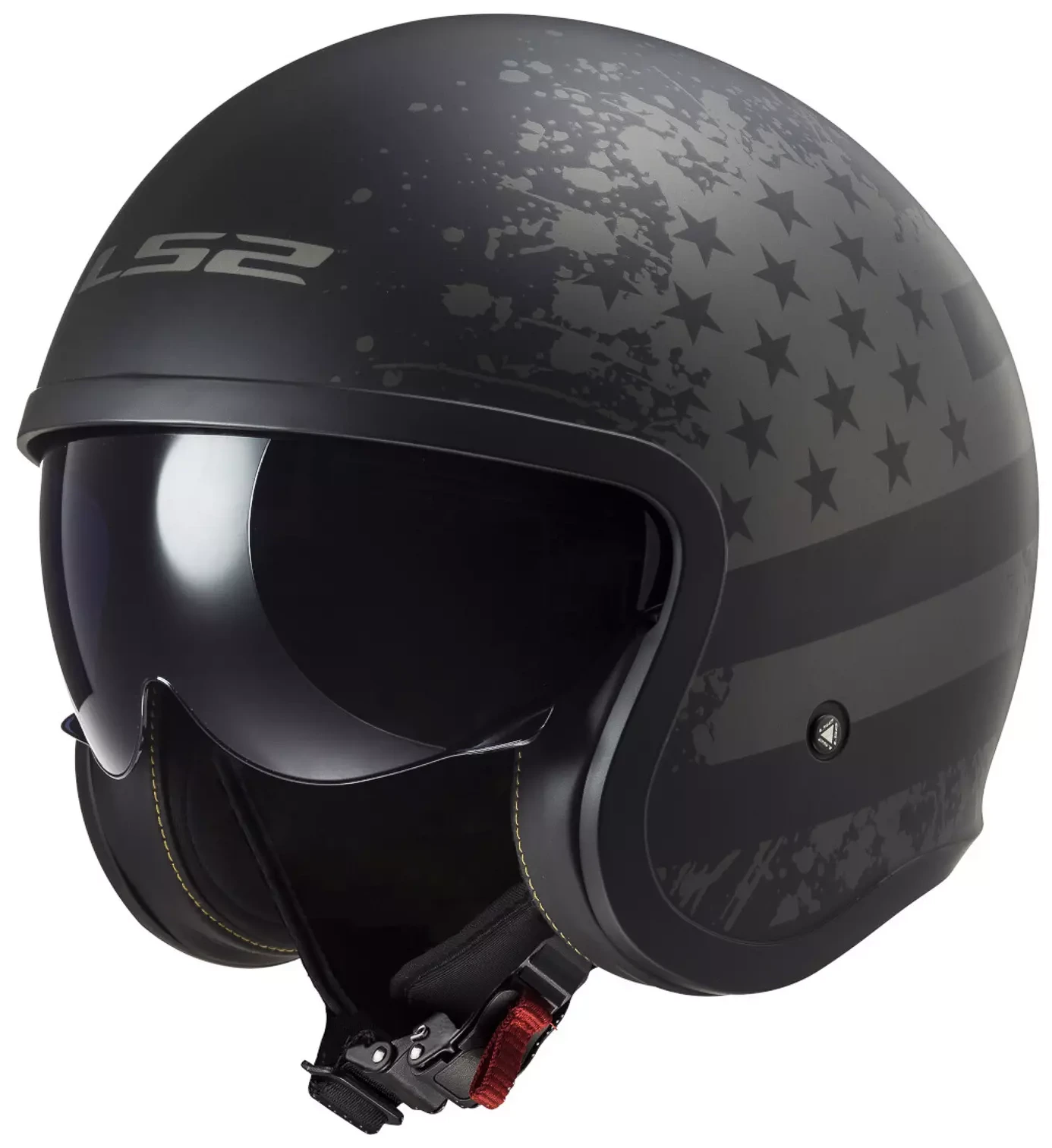 LS2 OF599 SPITFIRE II MATT BLACK FLAG-06 KASK MOTOCYKLOWY OTWARTY JET (M)
