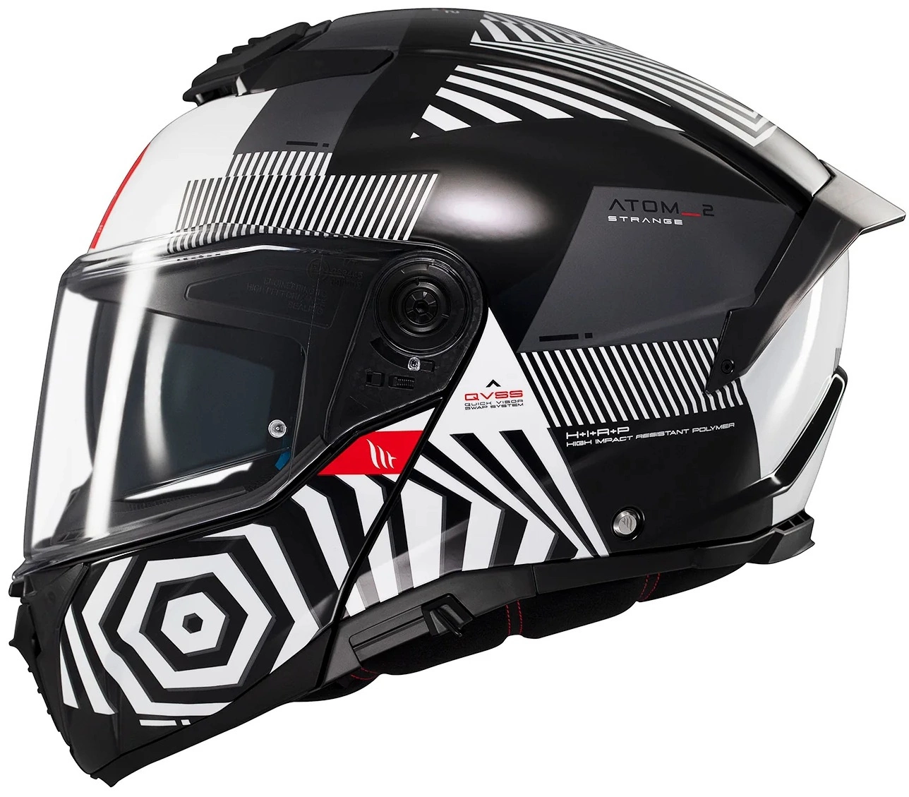 MT HELMETS ATOM 2 SV STRANGE B2 BLACK WHITE KASK MOTOCYKLOWY (L)