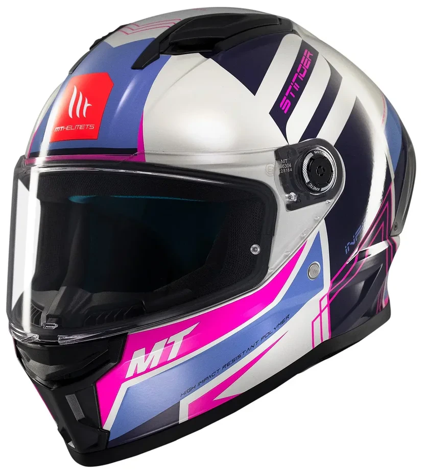 MT HELMETS STINGER 2 TRON C8 WHITE BLUE PINK KASK MOTOCYKLOWY (M)