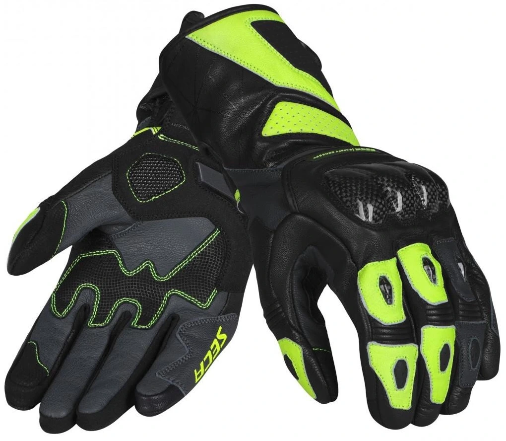 SECA ATOM FLUO YELLOW RĘKAWICE MOTOCYKLOWE SPORTOWE MĘSKIE (L)