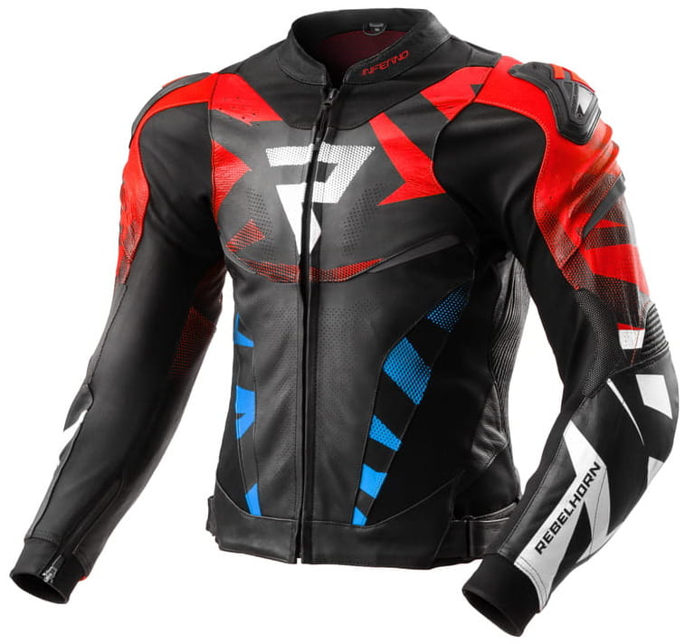 REBELHORN INFERNO BLACK BLUE KURTKA MOTOCYKLOWA SKÓRZANA (46)