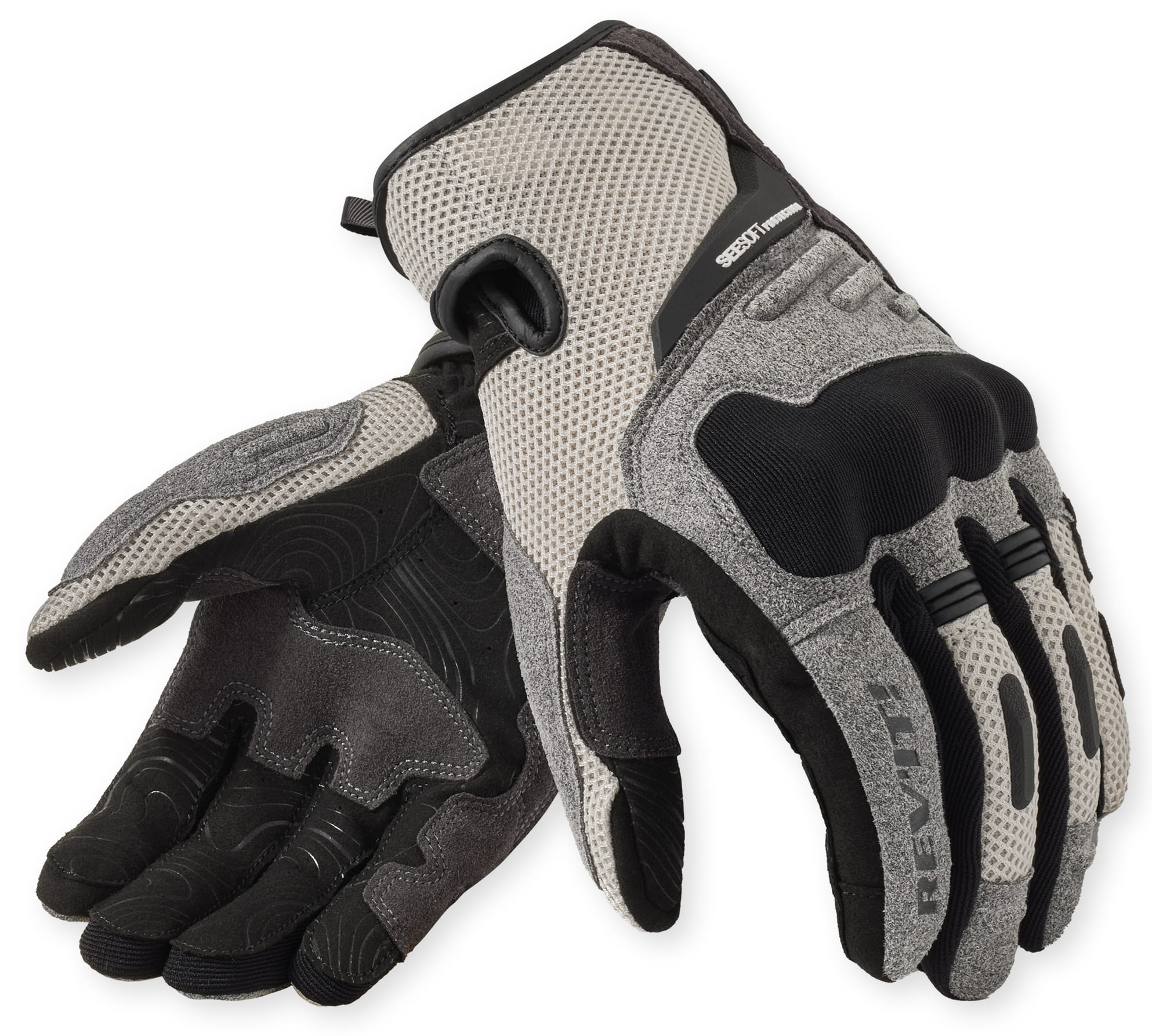 REV'IT CAVERN LIGHT GREY BLACK RĘKAWICE MOTOCYKLOWE KRÓTKIE (3XL)