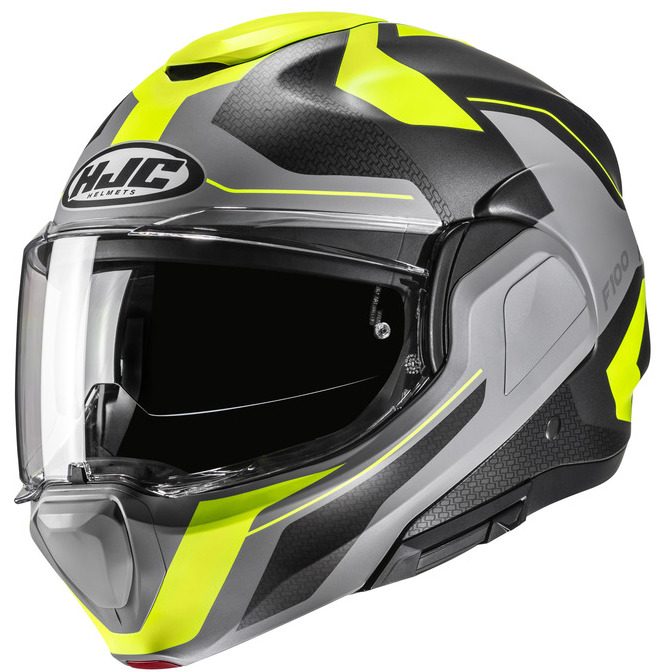 HJC F100 BIOS GREY YELLOW KASK MOTOCYKLOWY SZCZĘKOWY (L)
