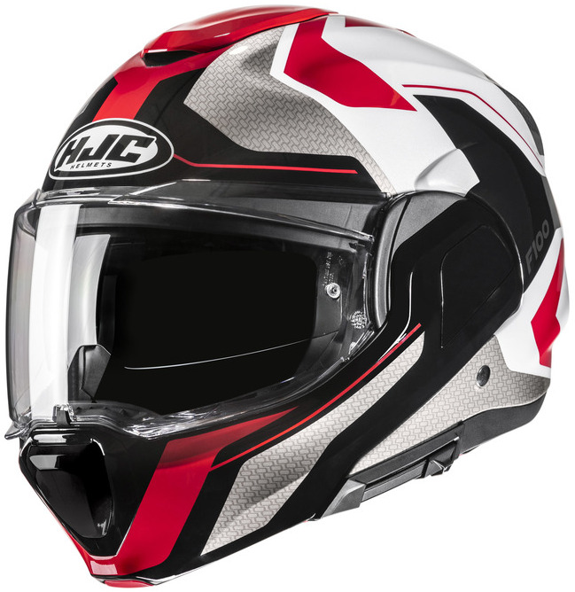 HJC F100 BIOS RED BLACK KASK MOTOCYKLOWY SZCZĘKOWY (L)