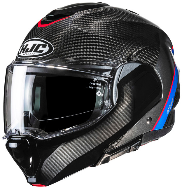 HJC F100 CARBON STAN BLACK BLUE KASK MOTOCYKLOWY SZCZĘKOWY (L)