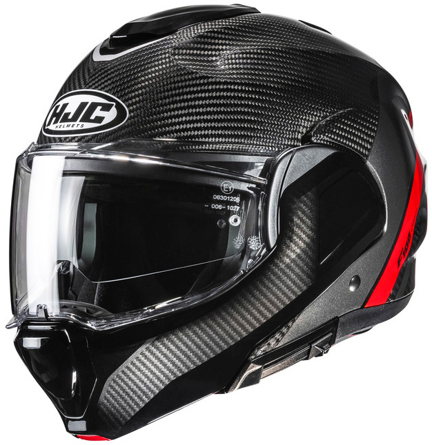 HJC F100 CARBON STAN BLACK RED KASK MOTOCYKLOWY SZCZĘKOWY (L)