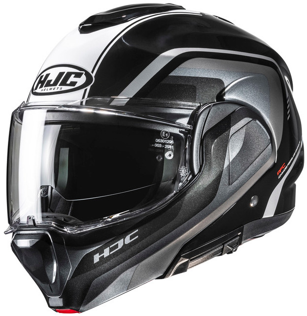 HJC F100 REFF BLACK WHITE KASK MOTOCYKLOWY SZCZĘKOWY (L)