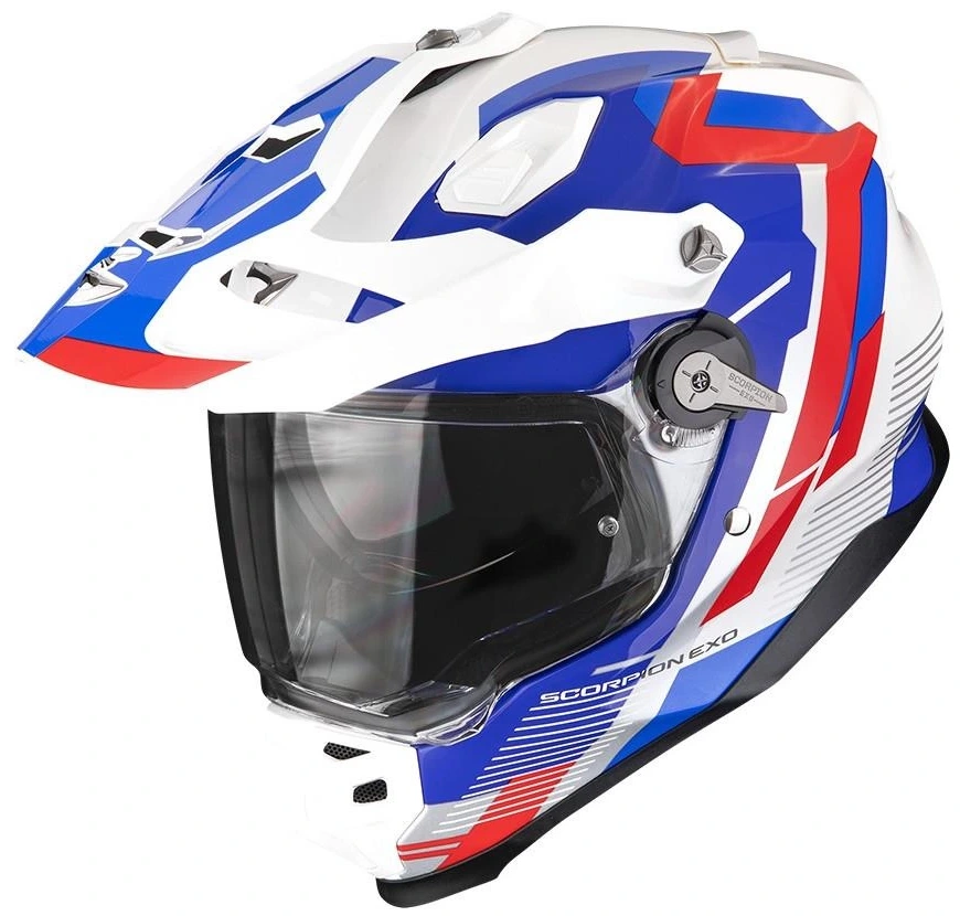 SCORPION ADF-9000 AIR PATROL WHITE BLUE RED KASK MOTOCYKLOWY INTEGRALNY (L)