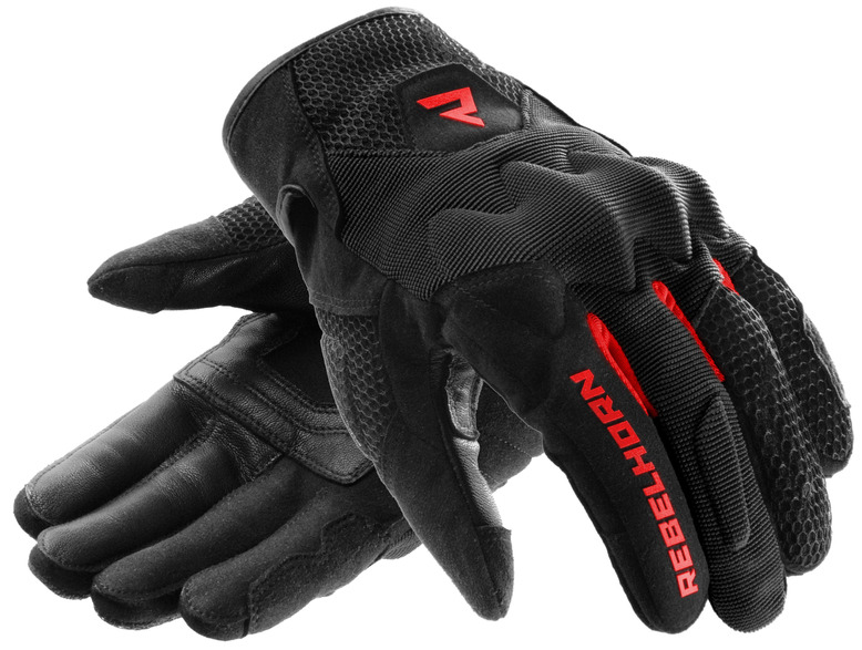 REBELHORN CORE BLACK RED RĘKAWICE MOTOCYKLOWE KRÓTKIE LETNIE (3XL)