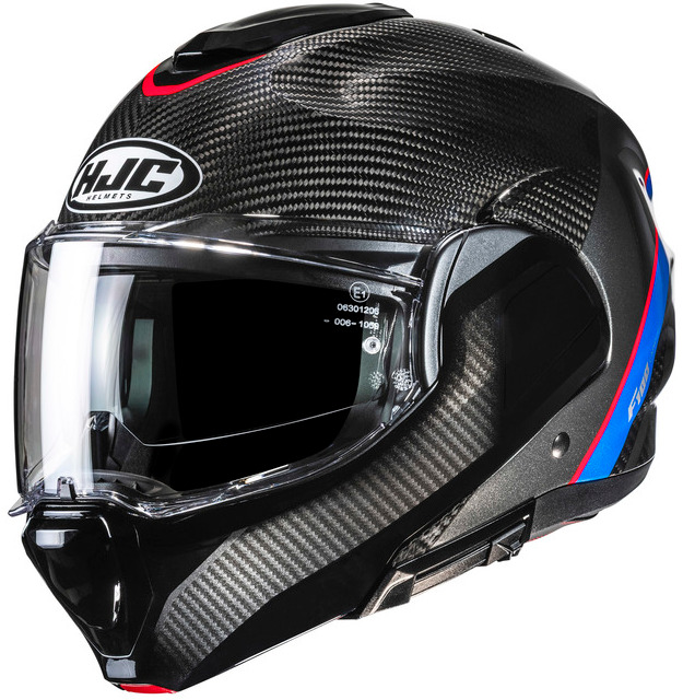 HJC F100 CARBON STAN BLACK BLUE KASK MOTOCYKLOWY SZCZĘKOWY (S)